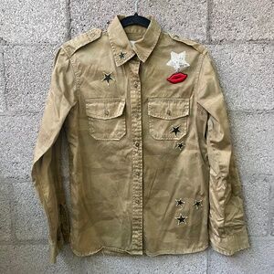 Current / Elliot Military-Inspired Button-Down Top • Camo Shirt Jacket • Size 0